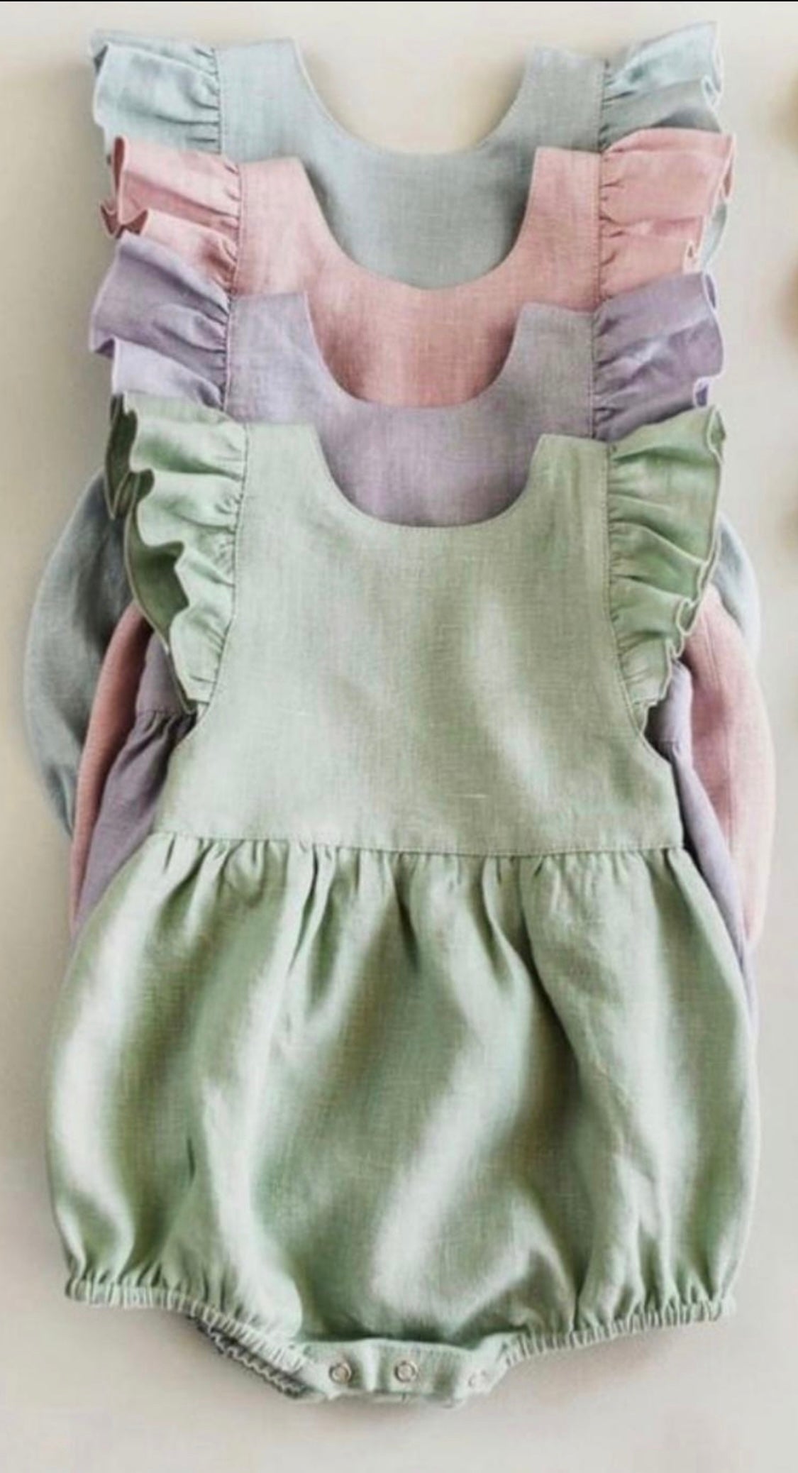 Girls Green Cotton Romper