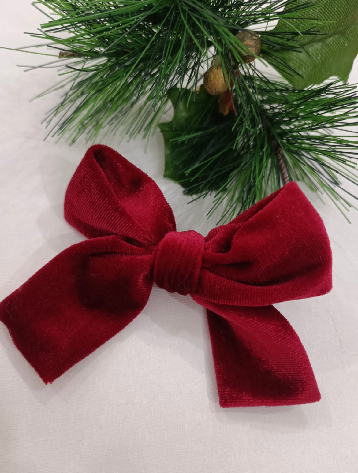 Red Velvet Bow Hair Clips