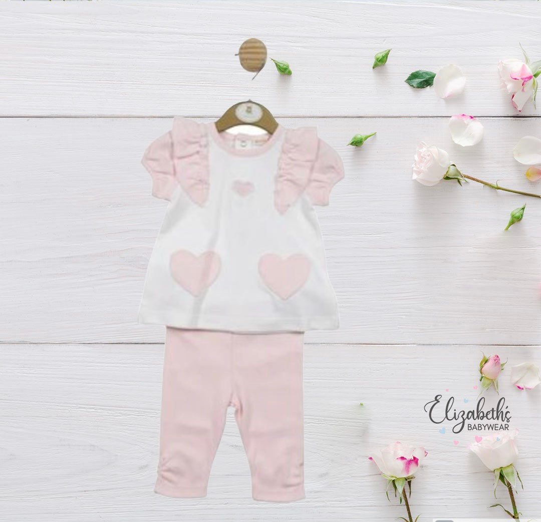Mintini Girls Two Piece Pink & White Lounge Set