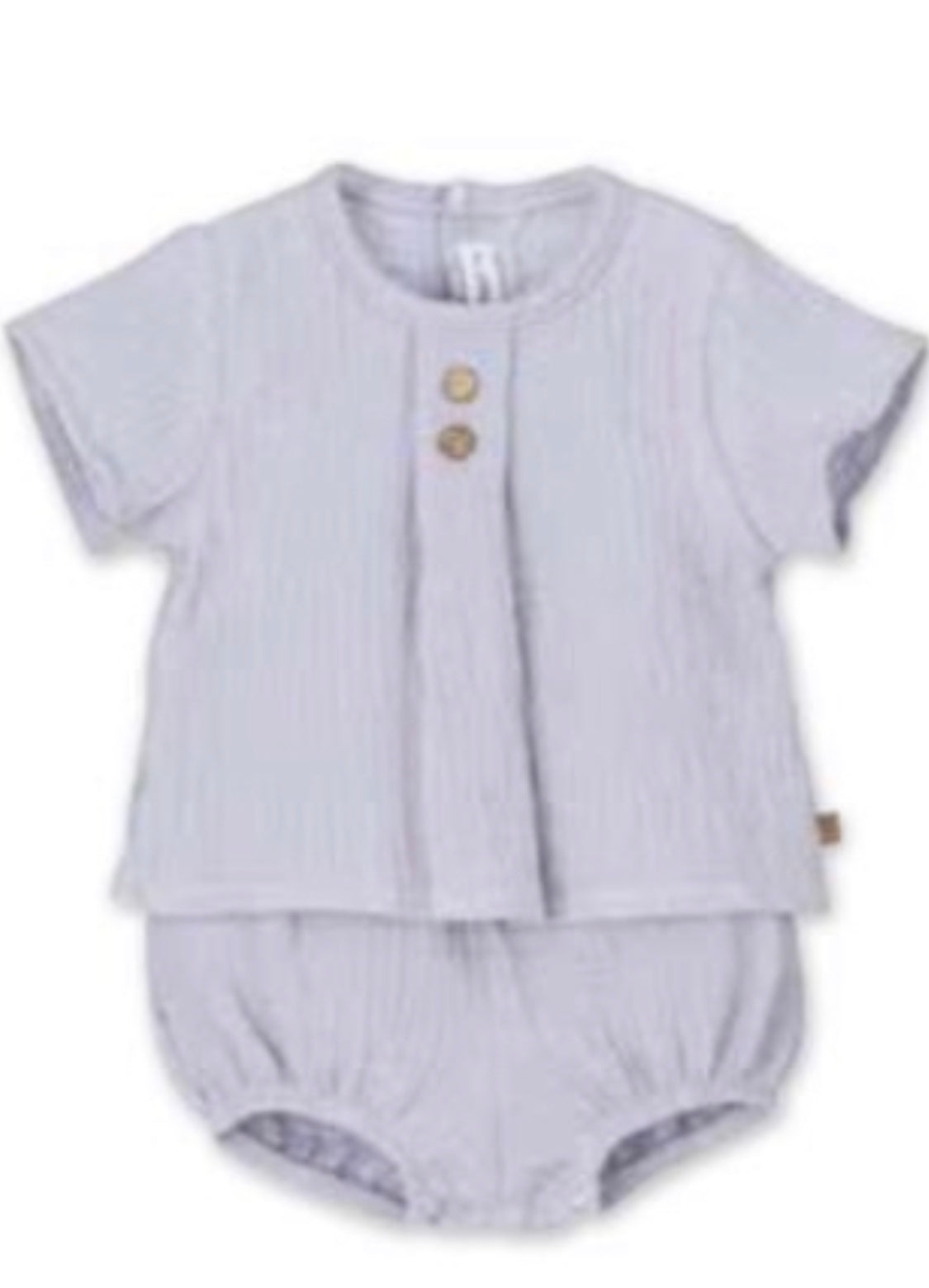 Calamaro Baby Boys Blue Light Cotton Short Sleeved Top & Short Set