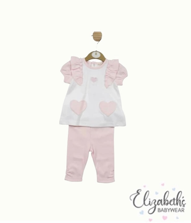 Mintini Girls Two Piece Pink & White Lounge Set