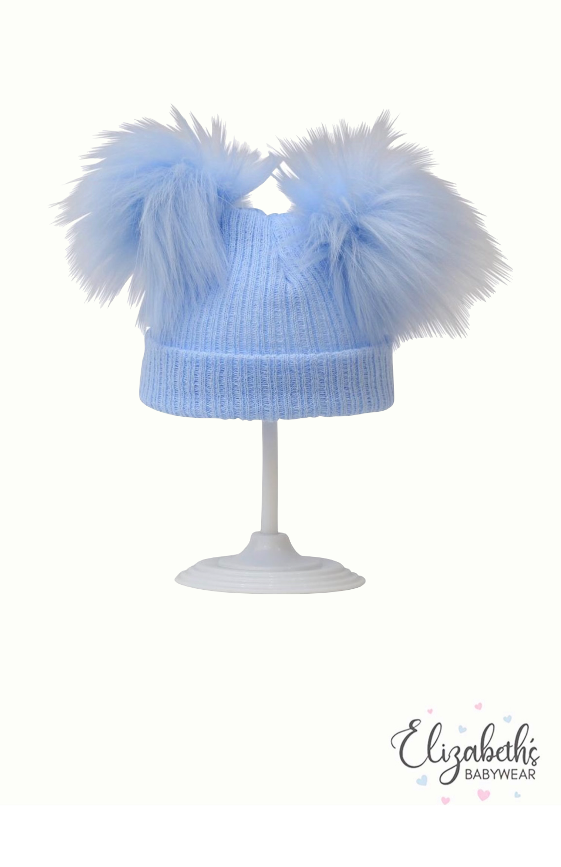 Woollen Double Pom Pom Hat. White, Pink, Blue, Beige, Red & Navy
