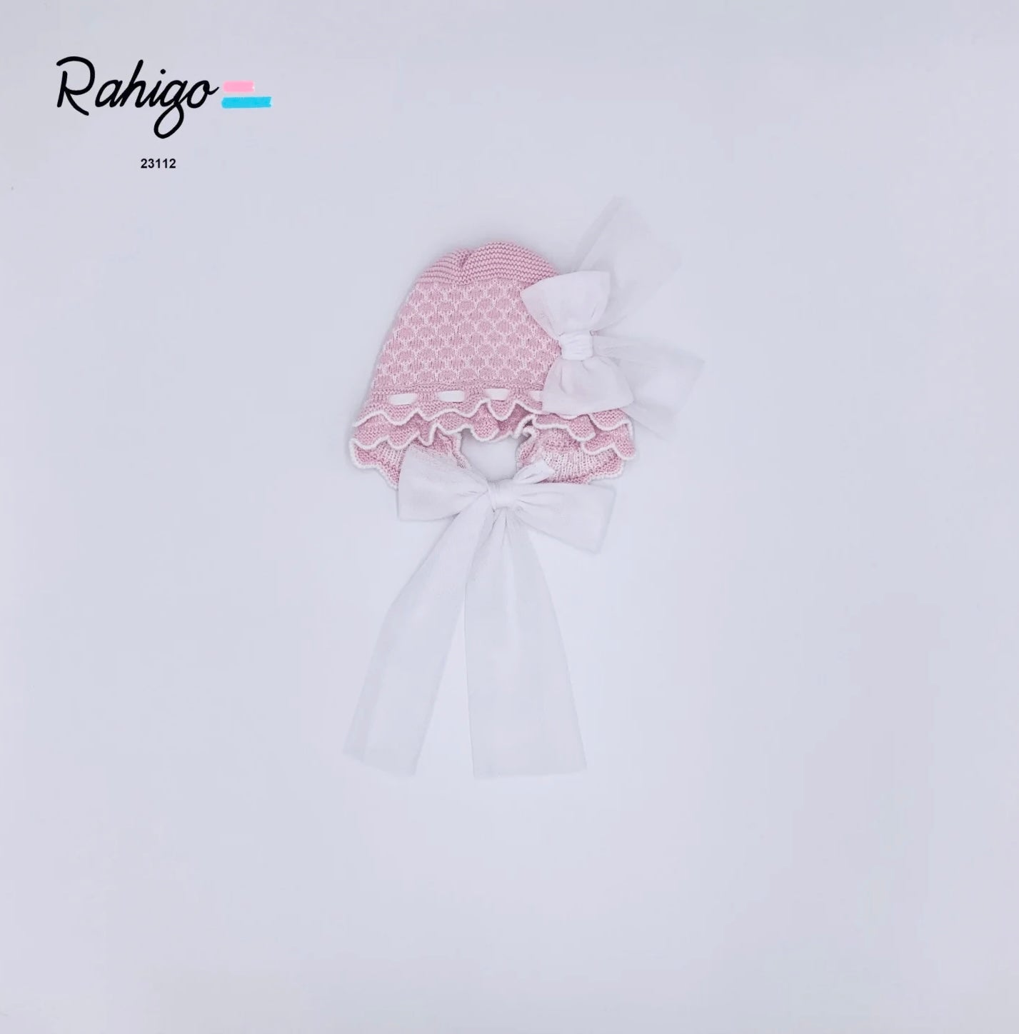 Rahigo Pink Knit Tulle Bonnet