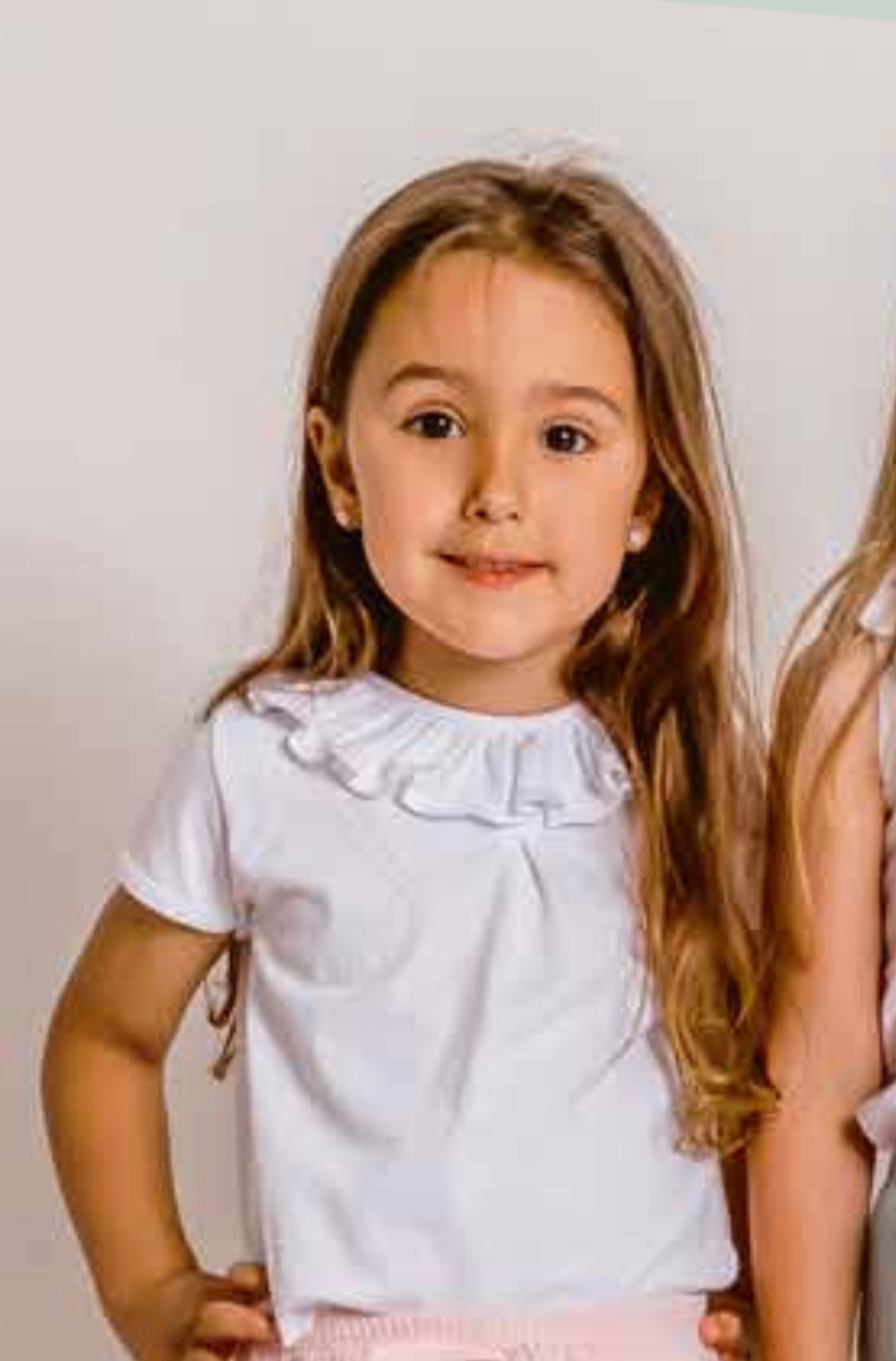 Calamaro Baby White Short Sleeved T Shirt Vest With Frill Collar