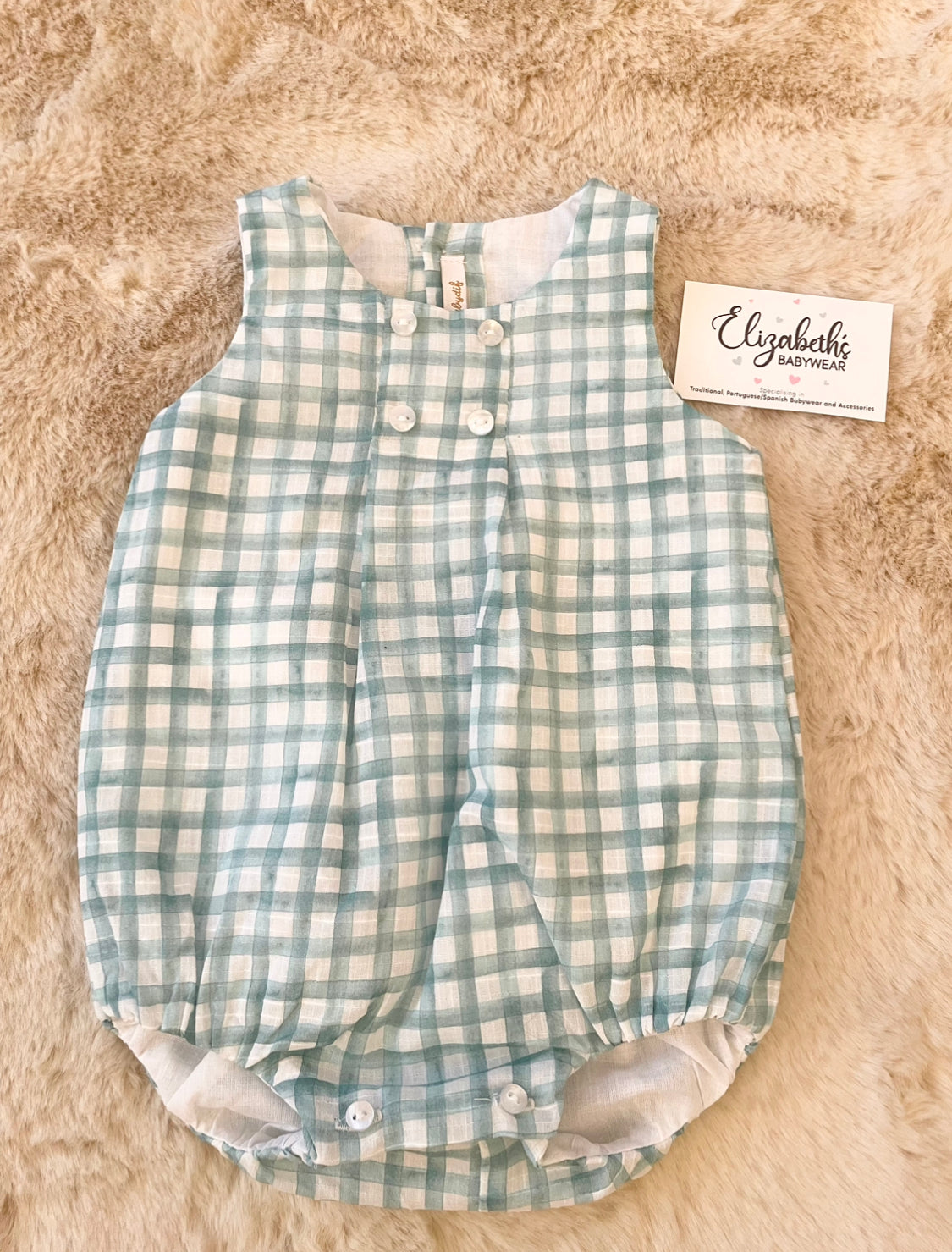 BabyDif Green & White Gingham Romper