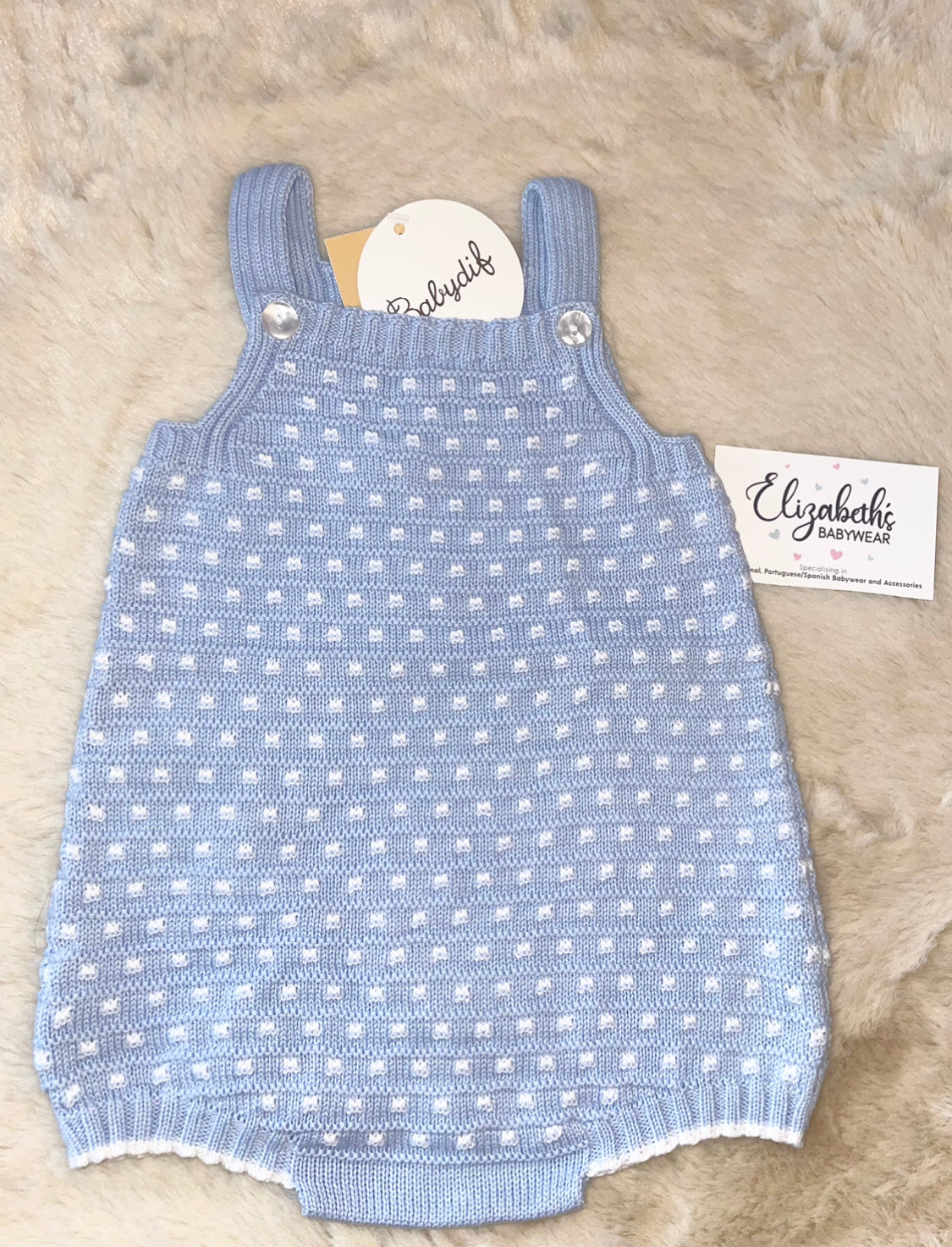 Babydif Blue & White Spanish Knit Romper