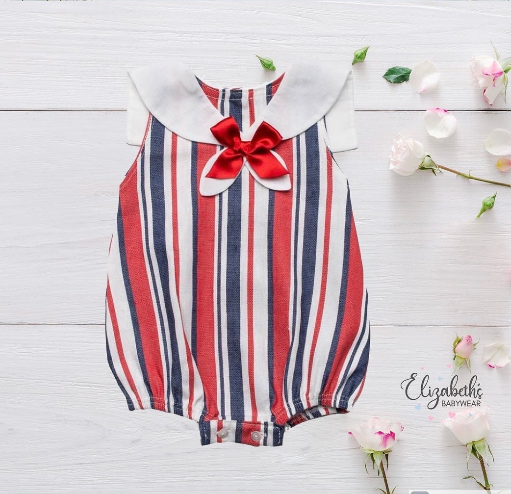Juliana Navy/Red/White Stripey Romper