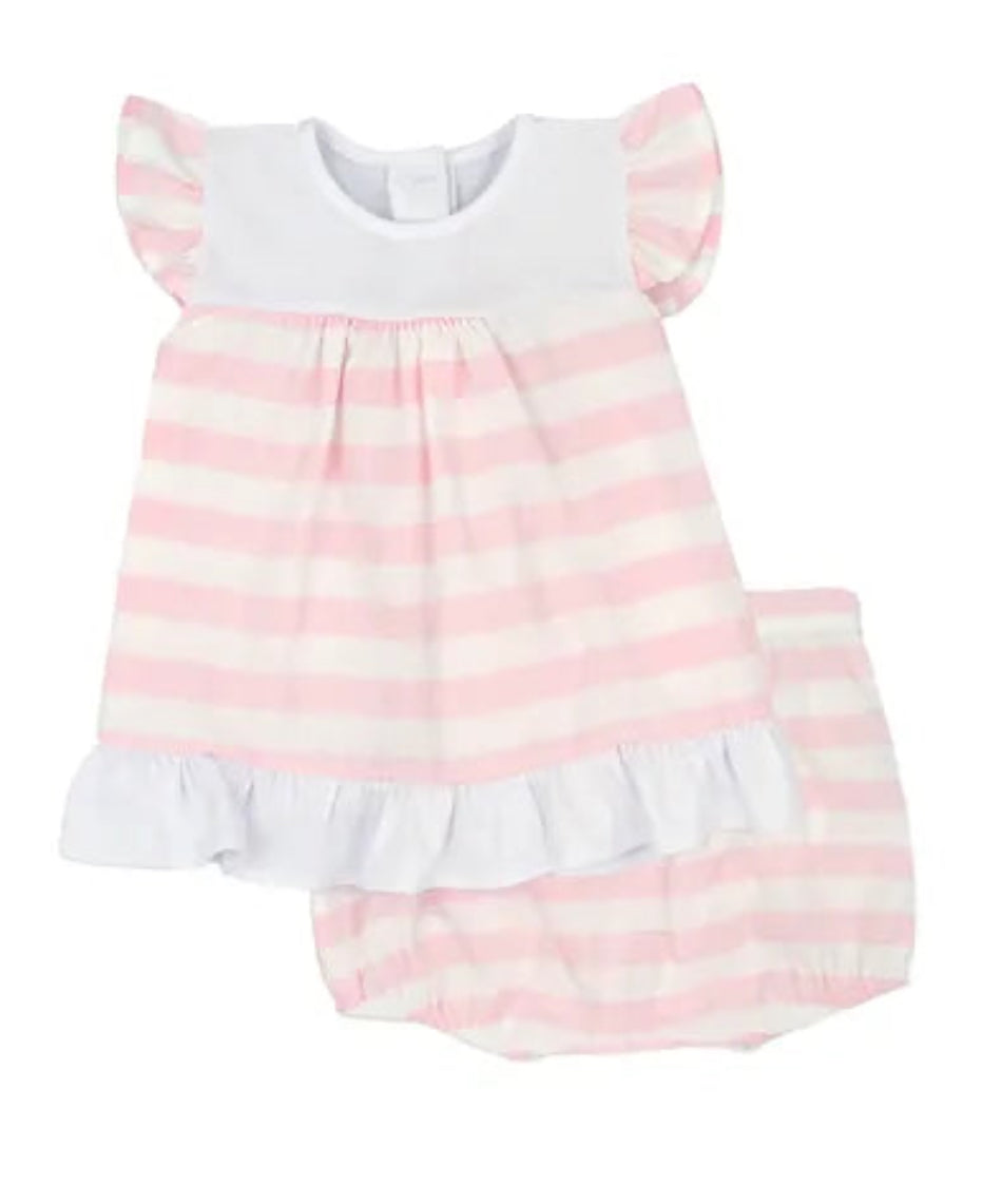 Rapife Pink And White Striped Short Set
