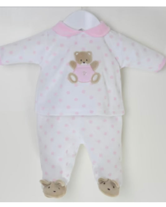 Teddy Spot Outfit Pink/White