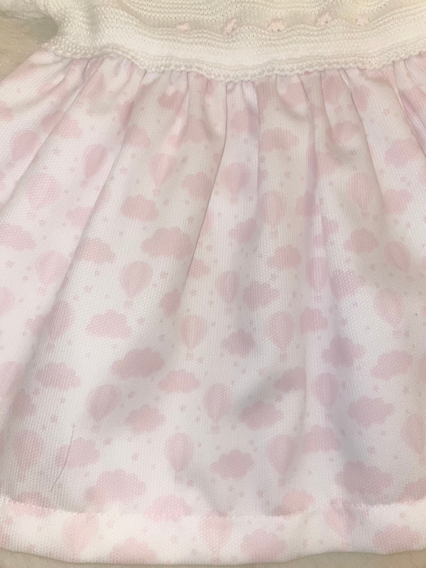 Alber Confecciones White & Pink Spanish Knit/Cotton Dress